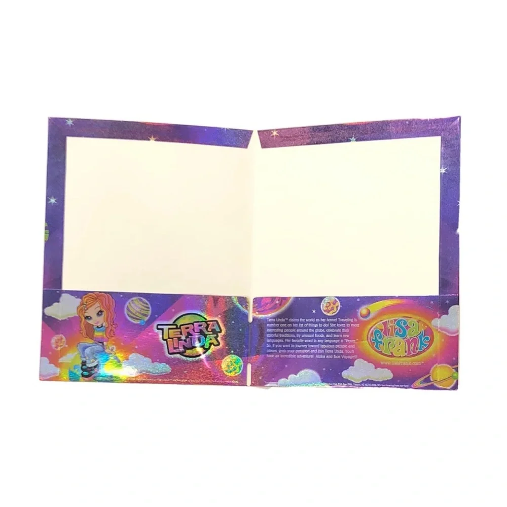 Lisa Frank Pocket Folder Glitter Terra Linda Planets Outer Space NEW & UNPUNCHED